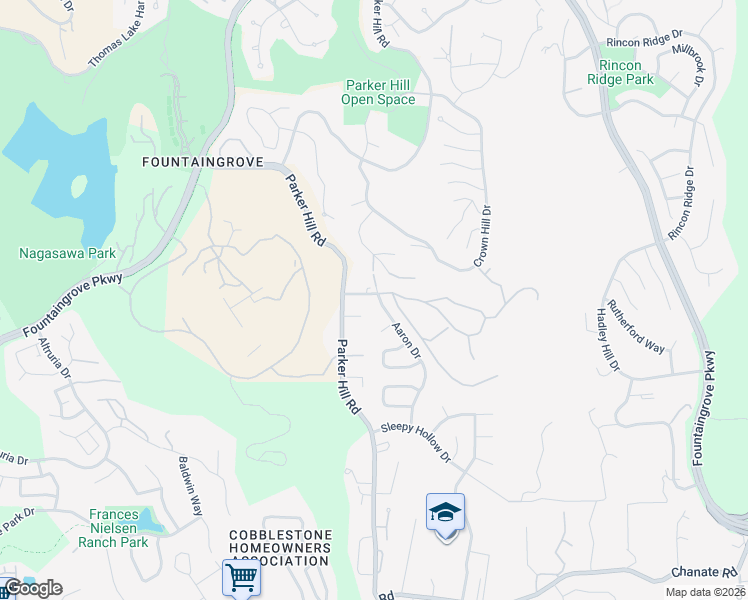 map of restaurants, bars, coffee shops, grocery stores, and more near 3627 Aaron Drive in Santa Rosa