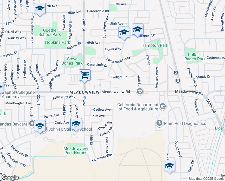 map of restaurants, bars, coffee shops, grocery stores, and more near in Sacramento