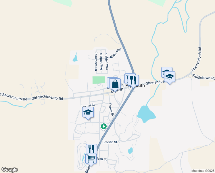 map of restaurants, bars, coffee shops, grocery stores, and more near 9339 Main Street in Plymouth