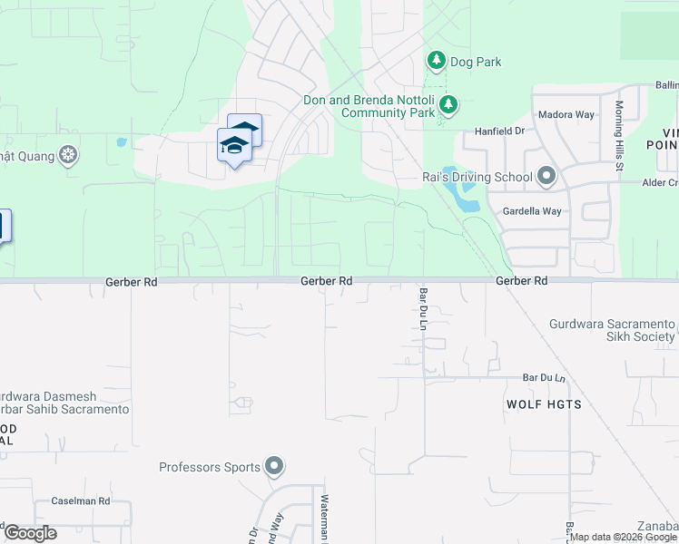 map of restaurants, bars, coffee shops, grocery stores, and more near 9366 Sugar Bush Circle in Sacramento