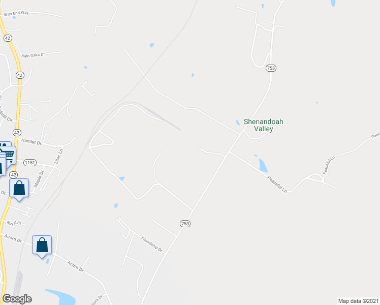 map of restaurants, bars, coffee shops, grocery stores, and more near 2347 Kratzer Road in Harrisonburg