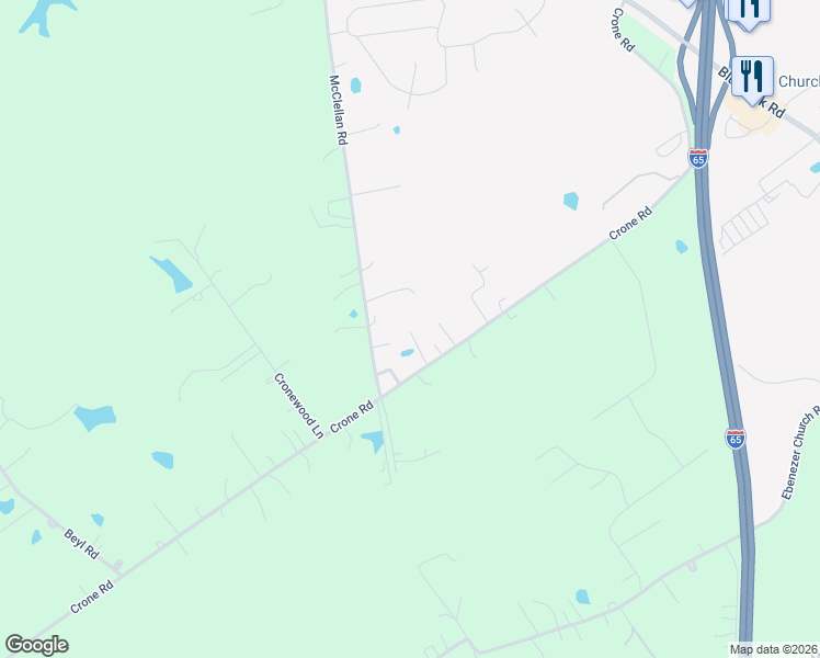 map of restaurants, bars, coffee shops, grocery stores, and more near 1015 Crone Road in Memphis