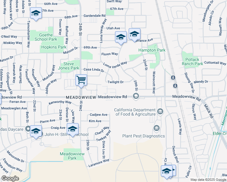 map of restaurants, bars, coffee shops, grocery stores, and more near 113 Coral Gables Court in Sacramento