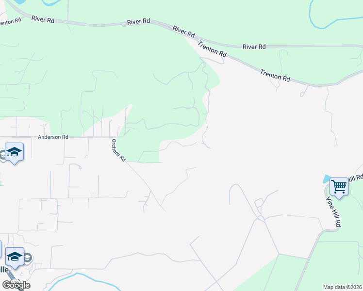 map of restaurants, bars, coffee shops, grocery stores, and more near 5750 Orchard Lane in Forestville