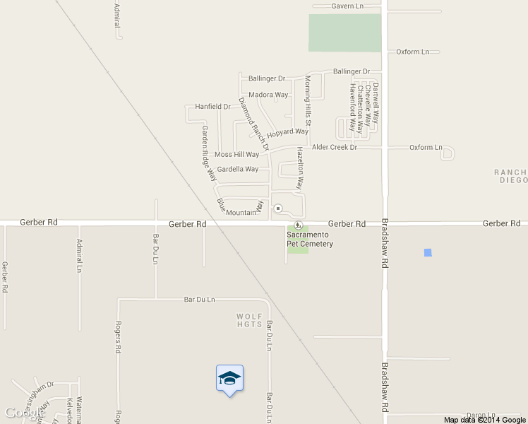map of restaurants, bars, coffee shops, grocery stores, and more near 9571 Blue Mountain Way in Sacramento