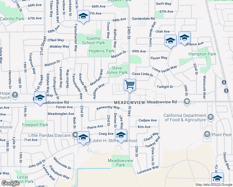 map of restaurants, bars, coffee shops, grocery stores, and more near 42 Nedra Court in Sacramento