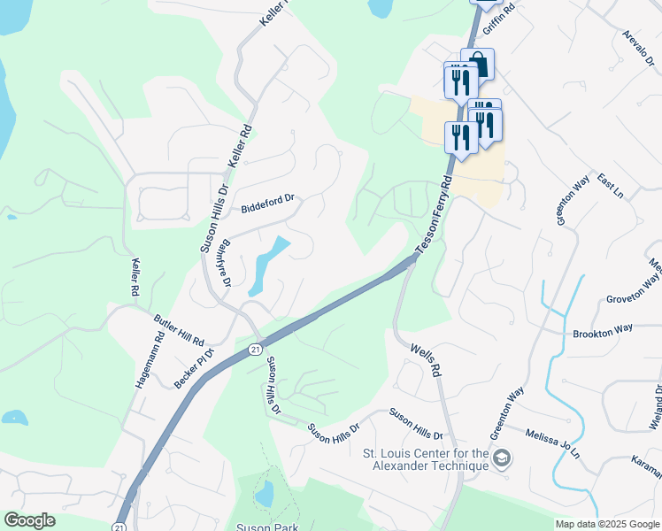 map of restaurants, bars, coffee shops, grocery stores, and more near 5826 Cataumet Court in St. Louis
