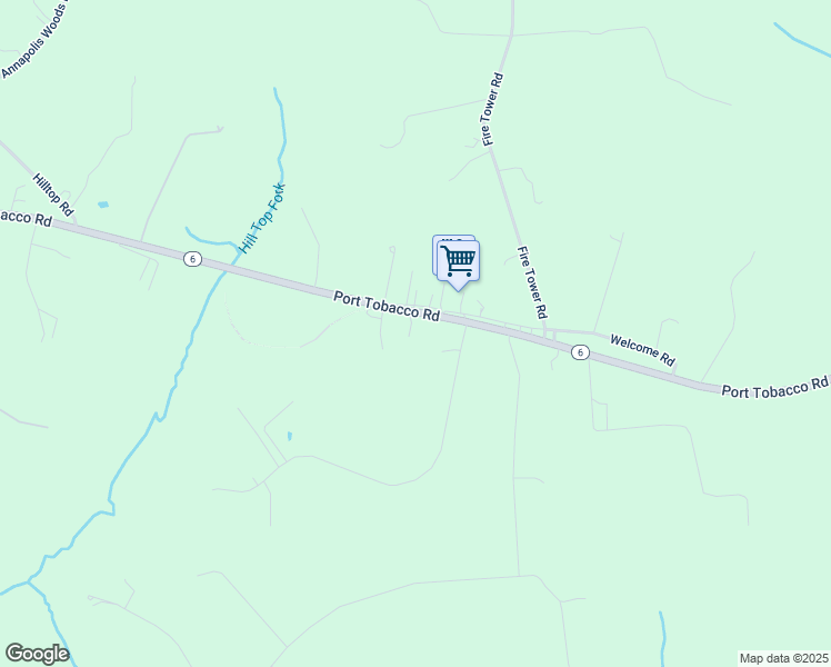 map of restaurants, bars, coffee shops, grocery stores, and more near 7025 Port Tobacco Road in Welcome