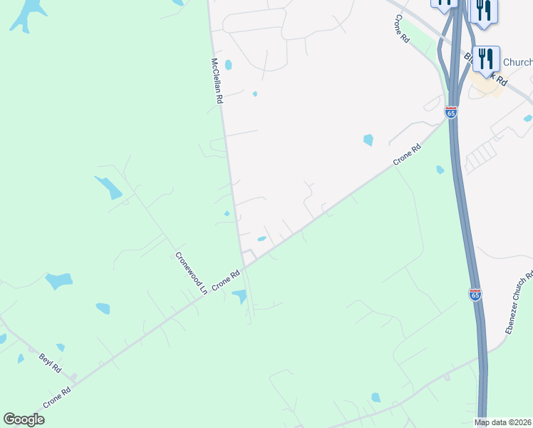 map of restaurants, bars, coffee shops, grocery stores, and more near 1015 Crone Road in Memphis