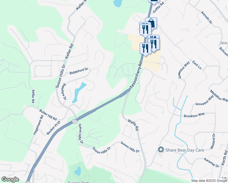 map of restaurants, bars, coffee shops, grocery stores, and more near 13457 Tesson Ferry Road in St. Louis