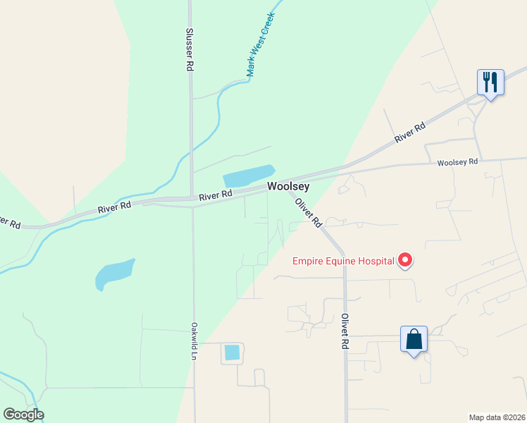 map of restaurants, bars, coffee shops, grocery stores, and more near 4022 Woolsey Road in Santa Rosa