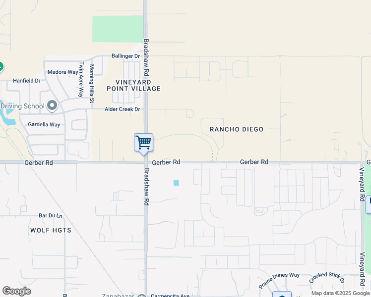 map of restaurants, bars, coffee shops, grocery stores, and more near 9789 Gerber Road in Sacramento