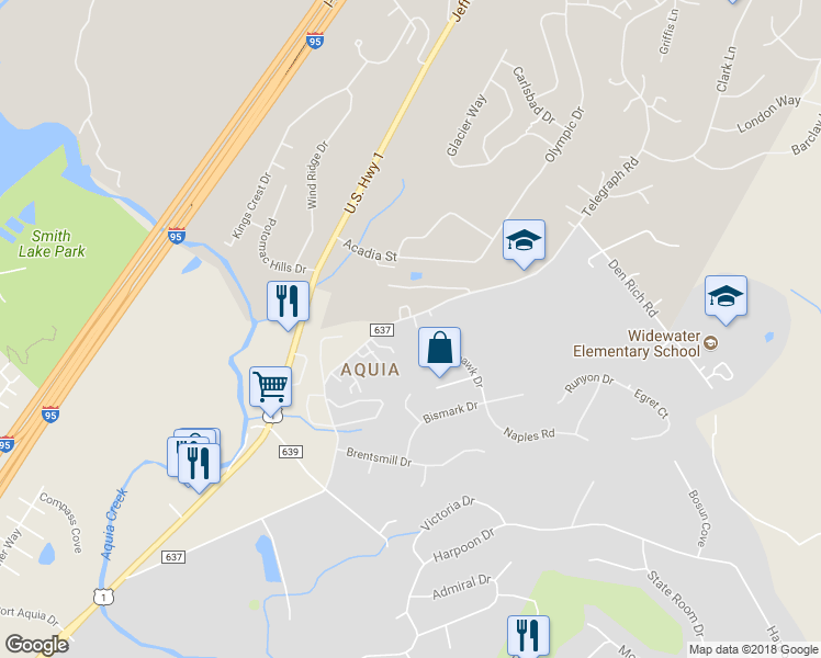 map of restaurants, bars, coffee shops, grocery stores, and more near 250 Telegraph Road in Stafford