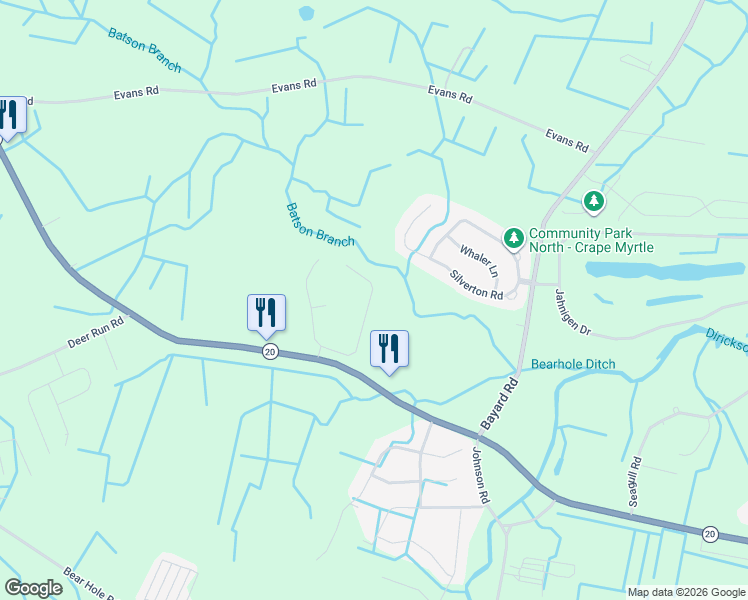 map of restaurants, bars, coffee shops, grocery stores, and more near in Bunting