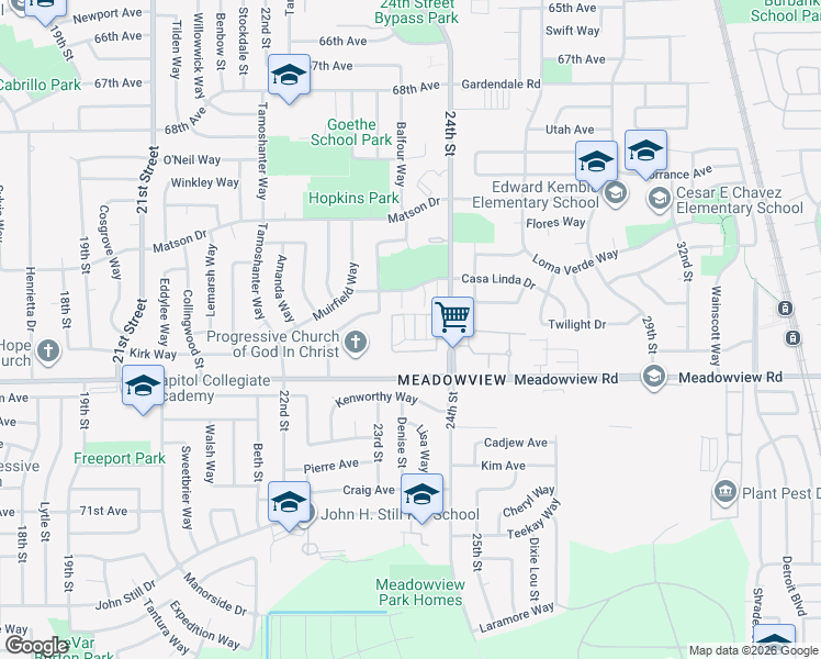 map of restaurants, bars, coffee shops, grocery stores, and more near 42 Nedra Court in Sacramento
