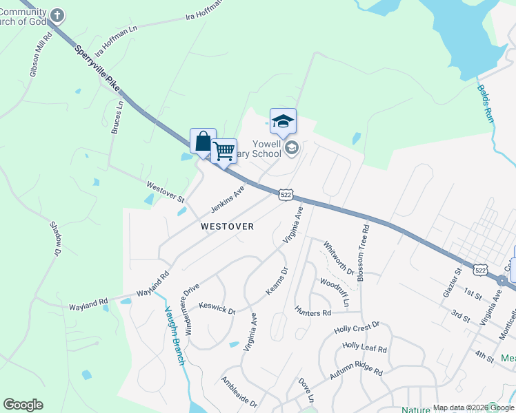map of restaurants, bars, coffee shops, grocery stores, and more near 421 Lesco Boulevard in Culpeper
