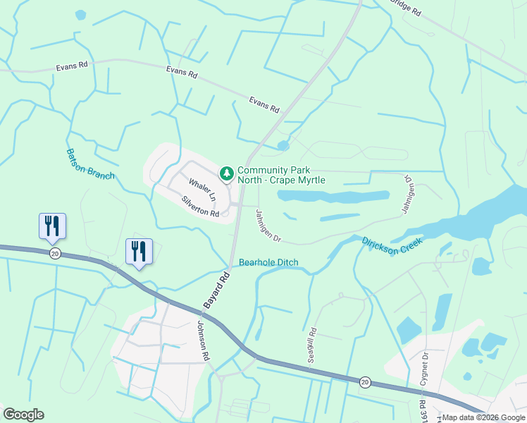 map of restaurants, bars, coffee shops, grocery stores, and more near 36876 Jahnigen Drive in Frankford