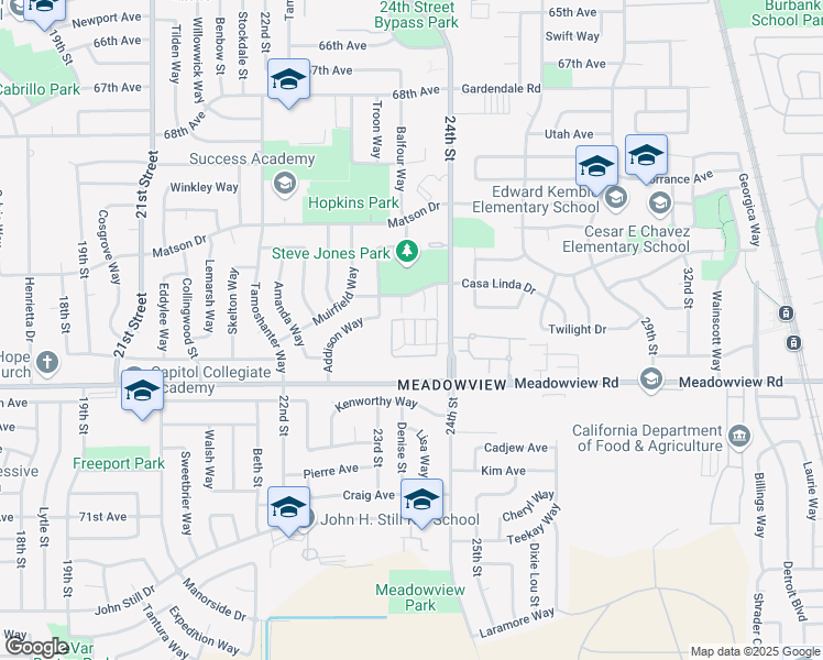 map of restaurants, bars, coffee shops, grocery stores, and more near 42 Nedra Court in Sacramento