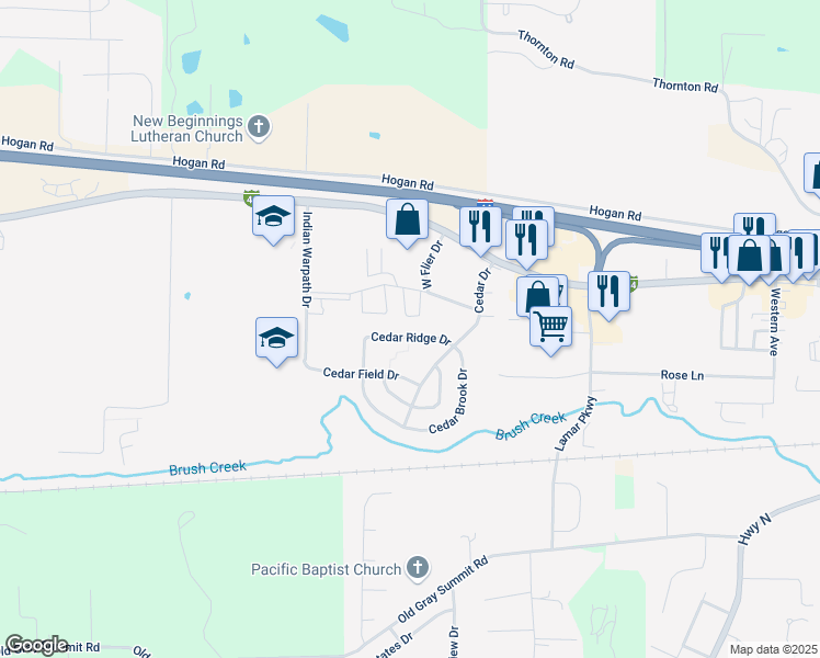 map of restaurants, bars, coffee shops, grocery stores, and more near 50 Cedar Ridge Drive in Pacific