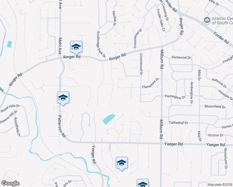 map of restaurants, bars, coffee shops, grocery stores, and more near 3054 Flametree Drive in St. Louis