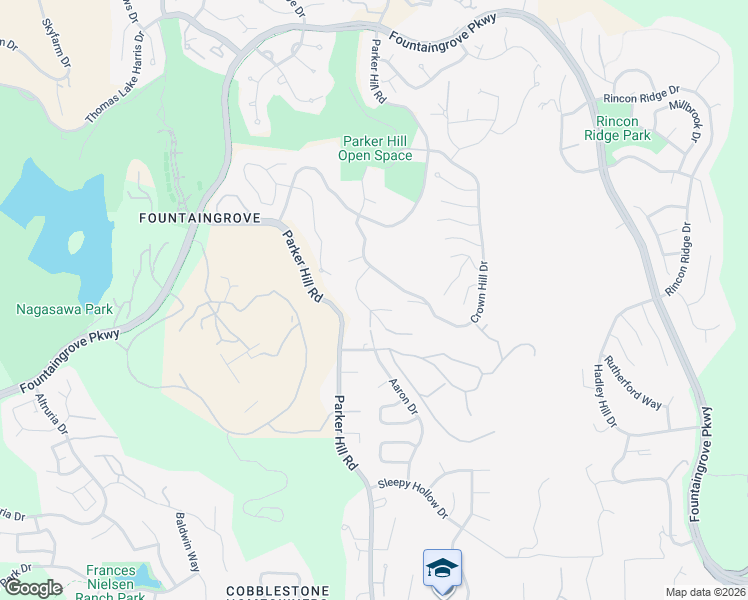 map of restaurants, bars, coffee shops, grocery stores, and more near 3640 Crown Hill Drive in Santa Rosa