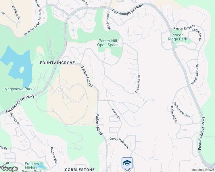 map of restaurants, bars, coffee shops, grocery stores, and more near 3640 Crown Hill Drive in Santa Rosa