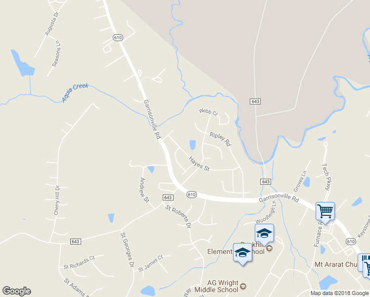 map of restaurants, bars, coffee shops, grocery stores, and more near 50 Hayes Street in Stafford
