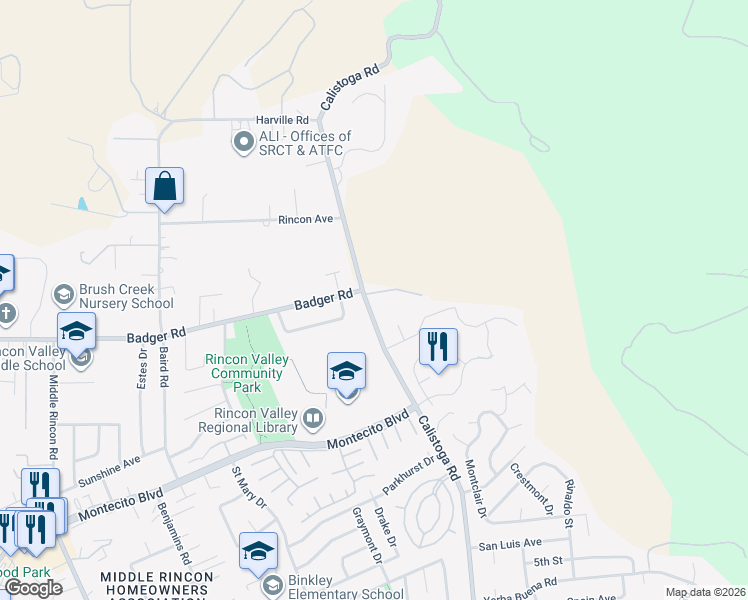 map of restaurants, bars, coffee shops, grocery stores, and more near 1104 Calistoga Road in Santa Rosa