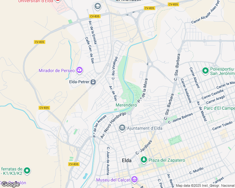 map of restaurants, bars, coffee shops, grocery stores, and more near 29 Avenida de Sax in Elda