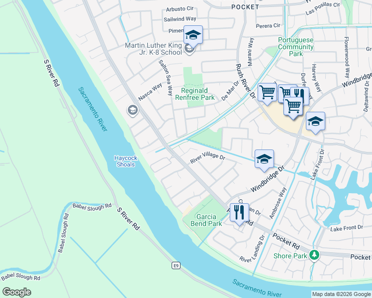map of restaurants, bars, coffee shops, grocery stores, and more near 8 Rasha Court in Sacramento