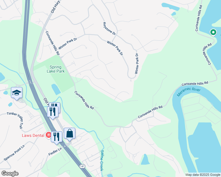 map of restaurants, bars, coffee shops, grocery stores, and more near 550 Willeck Lane in Fenton