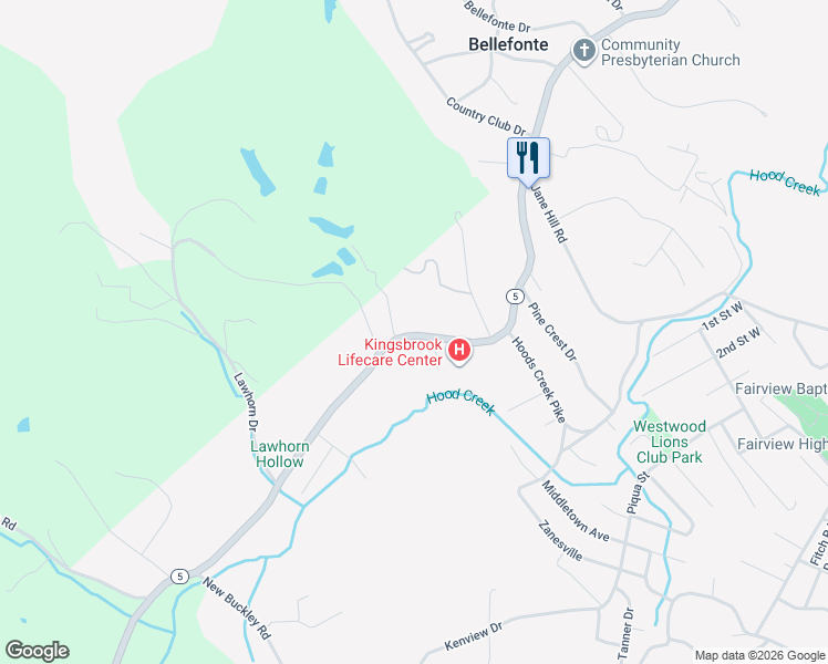 map of restaurants, bars, coffee shops, grocery stores, and more near 2537 Bellefonte Princess Road in Ashland