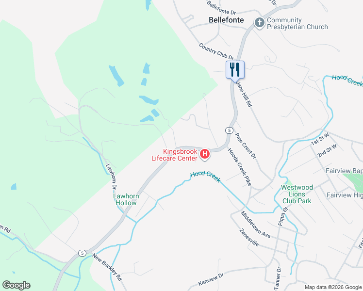 map of restaurants, bars, coffee shops, grocery stores, and more near 2537 Bellefonte Princess Road in Ashland