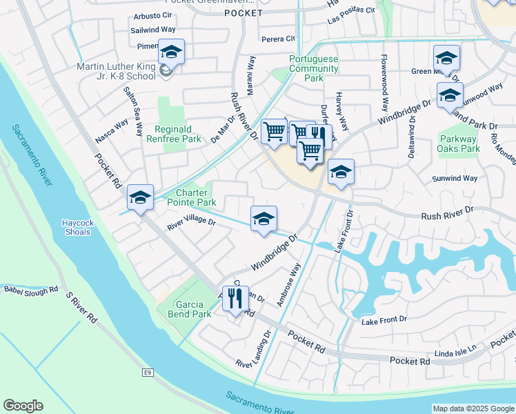 map of restaurants, bars, coffee shops, grocery stores, and more near 723 Cutting Way in Sacramento