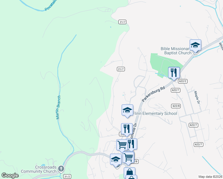map of restaurants, bars, coffee shops, grocery stores, and more near 1465 Clearview Heights Road in Charleston