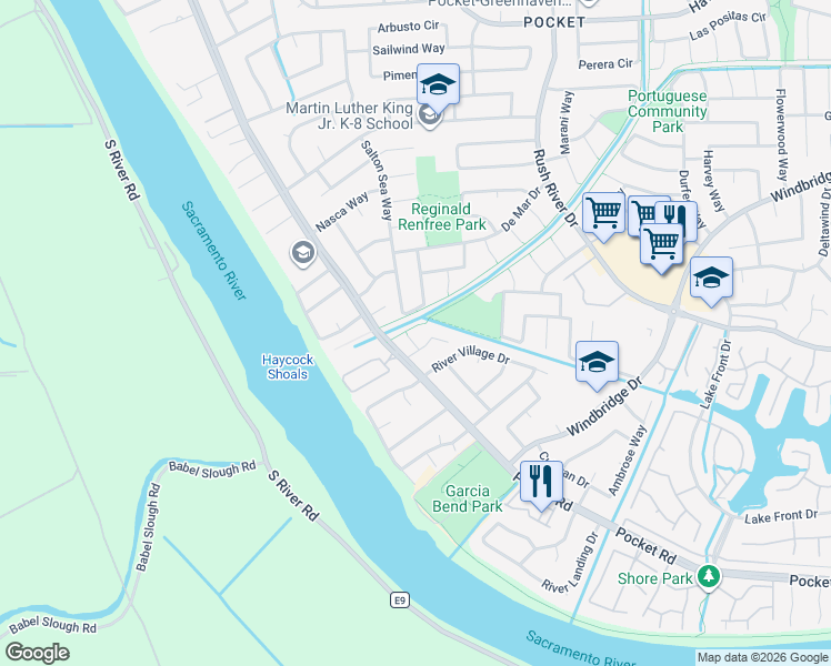 map of restaurants, bars, coffee shops, grocery stores, and more near 8 Rasha Ct in Sacramento