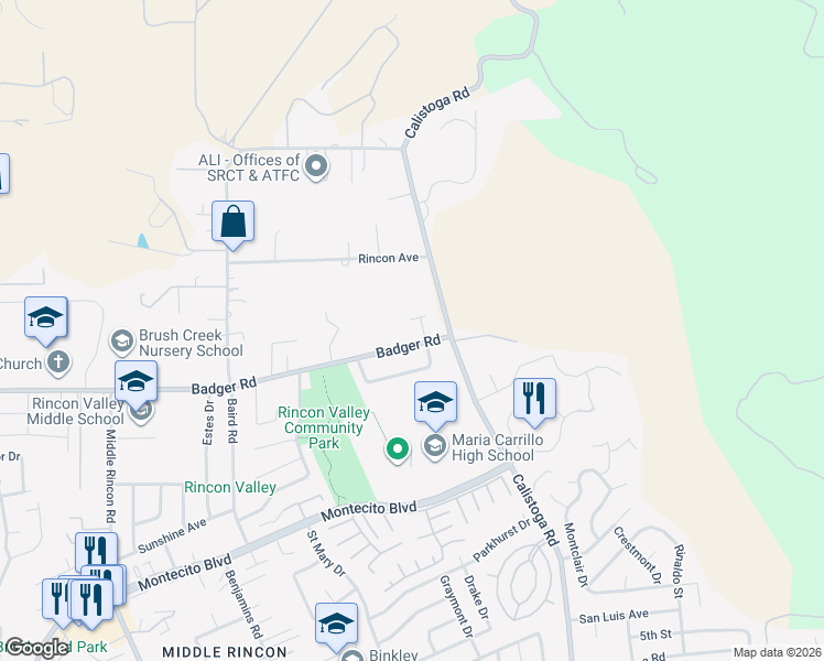 map of restaurants, bars, coffee shops, grocery stores, and more near 1321 Zachary Place in Santa Rosa