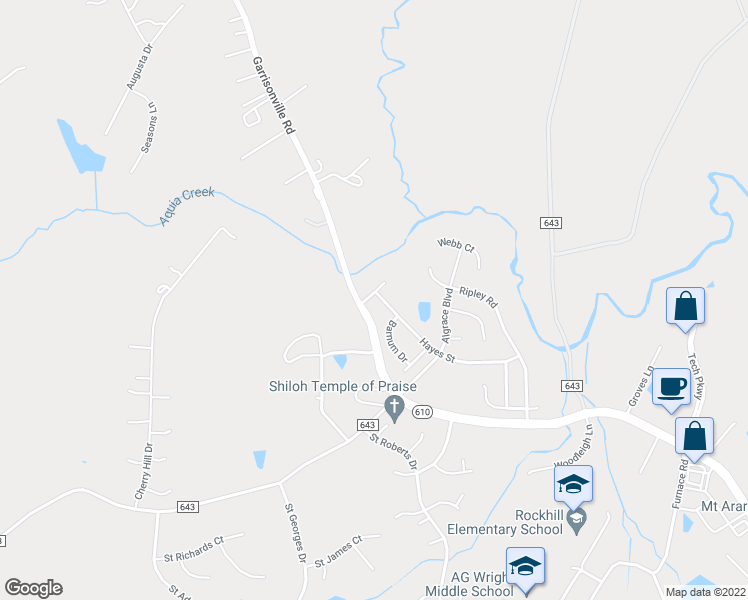 map of restaurants, bars, coffee shops, grocery stores, and more near 89 Hayes Street in Stafford