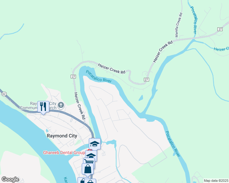 map of restaurants, bars, coffee shops, grocery stores, and more near 631 Pine Drive in Poca