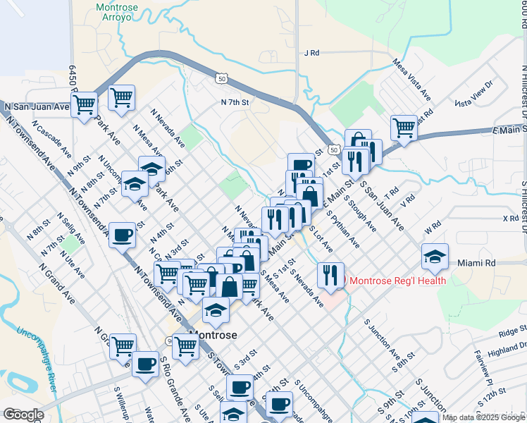 map of restaurants, bars, coffee shops, grocery stores, and more near 847-867 North 1st Street in Montrose