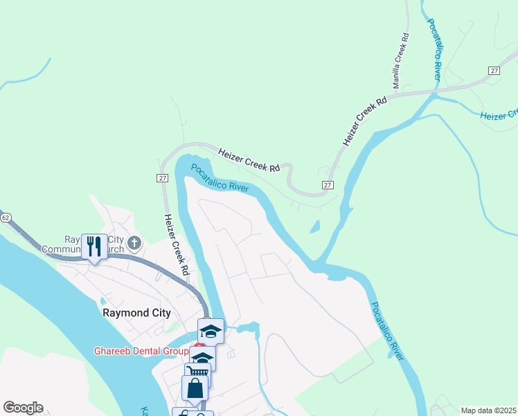 map of restaurants, bars, coffee shops, grocery stores, and more near 631 Pine Drive in Poca