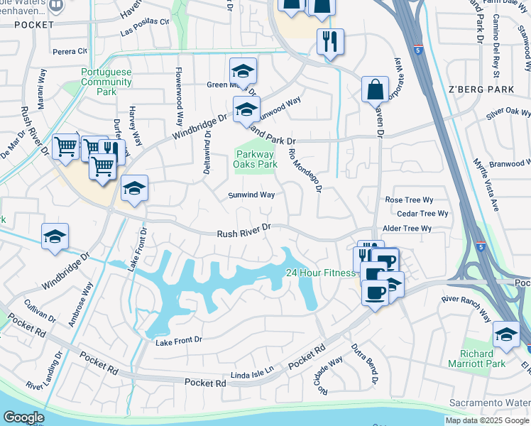 map of restaurants, bars, coffee shops, grocery stores, and more near in Sacramento
