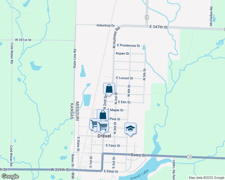 map of restaurants, bars, coffee shops, grocery stores, and more near in Drexel