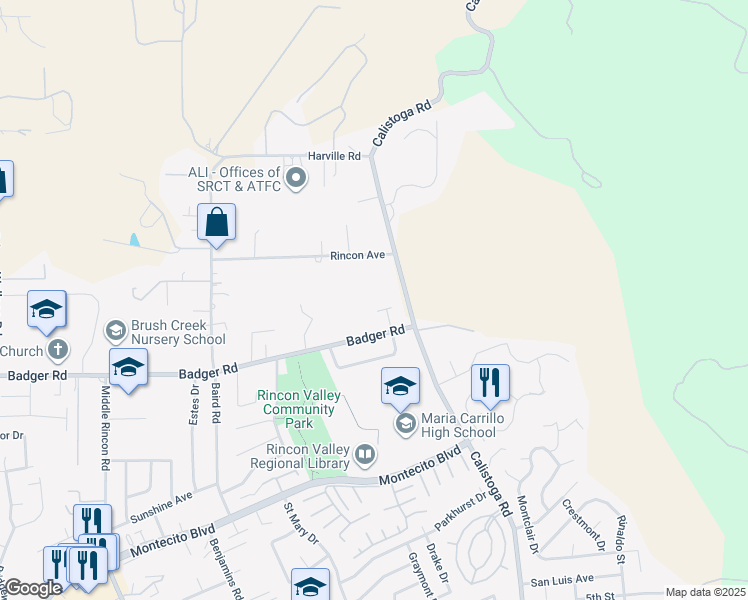 map of restaurants, bars, coffee shops, grocery stores, and more near 1321 Zachary Place in Santa Rosa