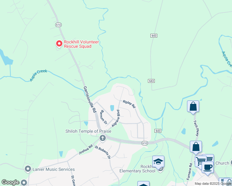 map of restaurants, bars, coffee shops, grocery stores, and more near 82 Ripley Road in Stafford