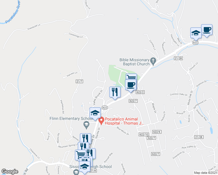 map of restaurants, bars, coffee shops, grocery stores, and more near 6929 Boreman Dr in Charleston