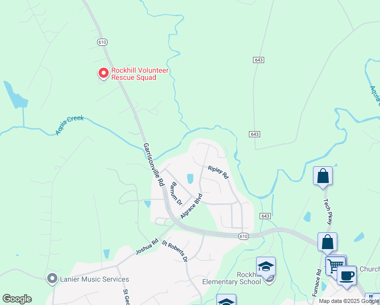 map of restaurants, bars, coffee shops, grocery stores, and more near 85 Ripley Road in Stafford
