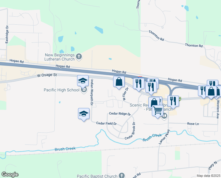 map of restaurants, bars, coffee shops, grocery stores, and more near 2700 West Osage Street in Pacific