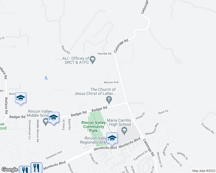 map of restaurants, bars, coffee shops, grocery stores, and more near 5084 Rincon Avenue in Santa Rosa