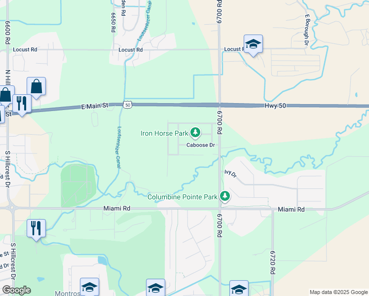 map of restaurants, bars, coffee shops, grocery stores, and more near 2759 Evans Street in Montrose